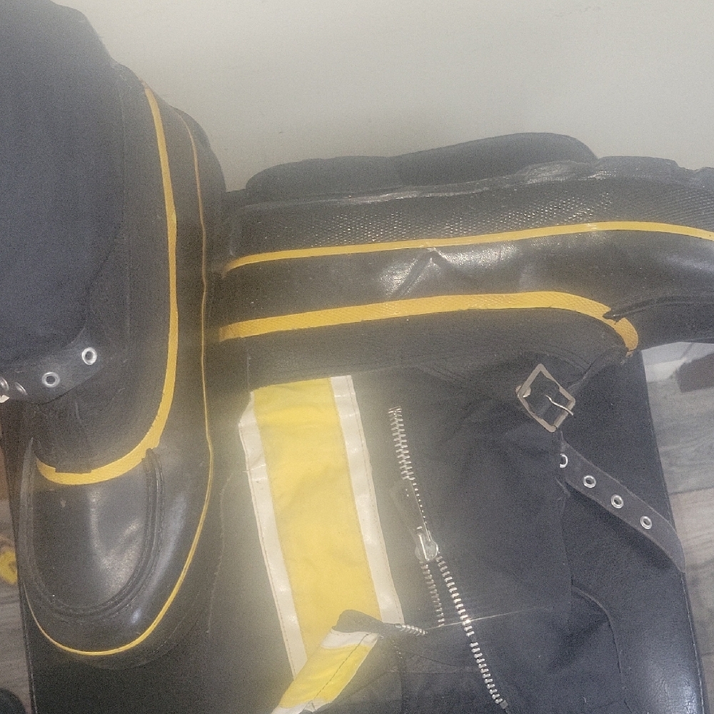 Black and Yellow Boots with Zipper Detail